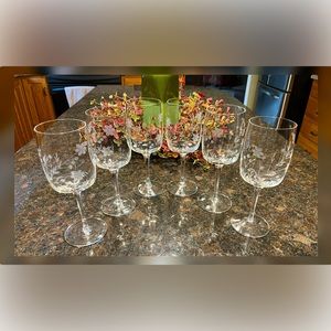 Clear Etched Wine/Water Goblets-Set of Six-Matching Decanter Sold Separately